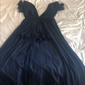 Elegant blue romper with train